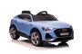 Elektrische kinderauto Audi E-tron Sportback 12V, blauw, brede eenpersoonsstoel met 3-punts veiligheidsgordel, 2,4 GHz afstandsbediening, USB/AUX-aansluiting, vering, lithiumbatterij, LED-verlichting, 2 x 25W motor, ORIGINELE licentie