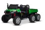 Boerderij elektrische kinderauto RIDER 6X6 24V met vierwielaandrijving 4x 200W, tweezitter, groen, lithiumbatterij, EVA-wielen, kunstleren dubbele stoel, geveerde assen, 2.4 GHz afstandsbediening, MP3-speler met USB/AUX-ingang, Bluetooth.