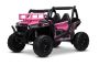 Elektrische Speelgoedauto UTV 24V, Roze , twee kunstlederen stoelen, 2.4Ghz afstandsbediening, 2 x 200 W motoren, lithiumbatterij, elektrische rem, LED-verlichting, zachte EVA-wielen met vering, MP3-speler met USB/SD
