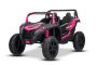 Elektrische UTV XXL 24V kinderauto, roze, tweezitter, motor met differentieel, opblaasbare rubberen wielen, geveerde achterassen, schijfrem, gevoerde stoel, verstelbaar stuur, Bluetooth, MP3-speler met USB/SD-ingang.