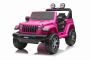 Elektrische auto voor kinderen JEEP Wrangler kinderen elektrische jeep, Roze, Dubbele kunstleren zitting, radio met Bluetooth en USB-ingang, 4x4-aandrijving, Lithiumbatterij, EVA-wielen, verende assen, 2,4 GHz afstandsbediening, licentie