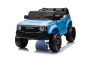Elektrische kinderauto Toyota Landcruiser 12V, blauw, brede enkele stoel, 2,4 GHz afstandsbediening, USB / AUX-ingang, Bluetooth, vering, lithiumbatterij, LED-verlichting, 2 x 25W motor, ORIGINELE licentie