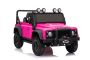Elektrische speelauto Land Rover Defender 110 SVX 12V, roza, 4X4-aandrijving, LED-verlichting, voor- en achterwielophanging, 2,4 GHz afstandsbediening, USB/AUX-aansluiting, Bluetooth, lithiumbatterij, 4 x 25W motor, ORIGINELE licentie