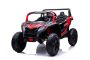Elektrische UTV XXL 24V kinderauto, rood, tweezitter, motor met differentieel, opblaasbare rubberen wielen, geveerde achterassen, schijfrem, gevoerde stoel, verstelbaar stuur, Bluetooth, MP3-speler met USB/SD-ingang.