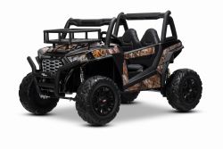 Elektrische Speelgoedauto UTV 24V, Zwart, twee kunstlederen stoelen, 2.4Ghz afstandsbediening, 2 x 200 W motoren, lithiumbatterij, elektrische rem, LED-verlichting, zachte EVA-wielen met vering, MP3-speler met USB/SD
