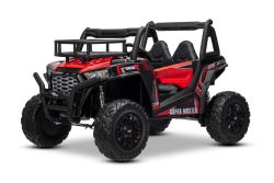 Elektrische Speelgoedauto UTV 24V, Rood , twee kunstlederen stoelen, 2.4Ghz afstandsbediening, 2 x 200 W motoren, lithiumbatterij, elektrische rem, LED-verlichting, zachte EVA-wielen met vering, MP3-speler met USB/SD