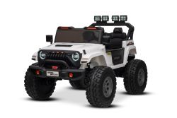 Elektrische Rijdende Auto Beneo Motors OFFRIDE 4x4² Tweezitter 12V, wit, MP3-speler met USB/AUX-ingang, 4x4-aandrijving, Lithiumbatterij, grote EVA-wielen met achterwielophanging, Afstandsbediening, LED-verlichting