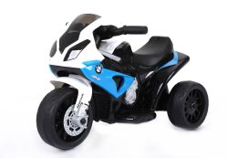 Kindermotor BMW S 1000 RR, Batterij aangedreven motorfiets, 3 wielen, Licensed, 1x Motor, 6V Accu, Blauw