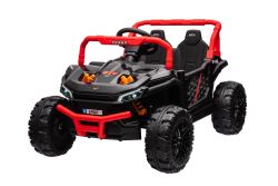 Elektrische auto voor kinderen UTV Klein 12V, zwart, Achterwielaandrijving, 12V accu, Kunststof wielen, Brede dubbele zitting voor slechts één kind, 2,4 GHz afstandsbediening, MP3-speler met USB/SD-ingang, LED-verlichting