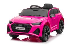 Elektrische kinderauto Audi RS6, Roze, Lederen zitting, Openslaande deuren, 2x 25W Motor, 12 V Accu, 2.4 Ghz afstandsbediening, Zachte EVA wielen, LED verlichting, Soft start, Schokbrekers, ORIGINEEL Licentie