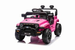Elektrische auto voor kinderen OFFROAD NEW met achterwielaandrijving, roze, lithiumbatterij, hoog chassis, brede zit, achterwielophangingen, 2.4 GHz afstandsbediening, LED-verlichting