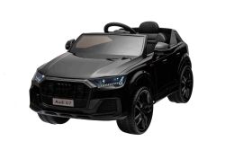 Elektrische kinderauto Audi Q7 zwart, Eénzitter, Onafhankelijke vering, 12V accu, Afstandsbediening, 2 x 35W motor, LED verlichting, MP3 Speler met USB/AUX ingang, Licentie
