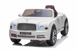 Elektrische loopauto Bentley Mulsanne 12V, wit, Kunstleer stoel, 2.4 GHz afstandsbediening, Eva wielen, USB/Aux ingang, Vering, 12V/7Ah accu, LED Verlichting, Zachte EVA wielen, 2X 35W motor, ORIGINEEL kenteken