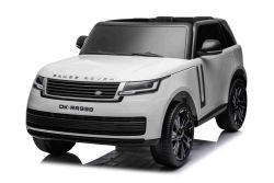 Elektrische loopauto Range Rover model 2023, tweezitter, wit, kunstlederen stoelen, radio met USB-ingang, achterwielaandrijving met vering, 12V7AH-batterij, EVA-wielen, sleutelstarter, 2,4 GHz afstandsbediening, licentie