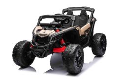 Elektrische kinderauto Can-am Maverick Eenzitter met 4X4 aandrijving, Zwart, Onafhankelijke vering, 2,4 Ghz afstandsbediening, 4 x 35W motoren, EVA wielen, Lederen stoel, MP3 speler met USB/AUX ingang, Gelicenseerd