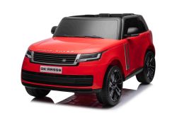 Elektrische loopauto Range Rover model 2023, tweezitter, rood, kunstlederen stoelen, radio met USB-ingang, achterwielaandrijving met vering, 12V7AH-batterij, EVA-wielen, sleutelstarter, 2,4 GHz afstandsbediening, licentie