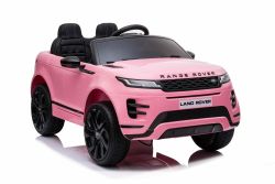 Elektrische speelgoed auto Range Rover EVOQUE, Roze, enkele kunstleer zitting, mp3-speler met USB-ingang, 4x4-aandrijving, 12V10Ah-accu, EVA-wielen, geveerde assen, sleutelstart, 2,4 GHz Bluetooth-afstandsbediening, licentie