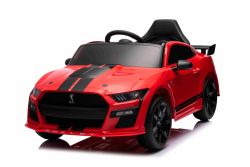 Ford Shelby Mustang GT 500 Cobra Elektrische kinderauto, rood, 2,4 GHz afstandsbediening, USB-ingang, LED-verlichting, 2 x 30 W motor, ORIGINELE licentie