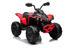 Can-am Renegade Elektrische Quad voor Kinderen, rood, eenzitter, voor- en achtervering, LED-verlichting, 12V accu, 2 x 35W motoren, zachte EVA-wielen, MP3-speler met USB/AUX-ingang, gelicentieerd