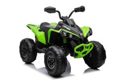 Can-am Renegade elektrische Ride-on quad, groen, eenzitter, voor- en achtervering, LED-verlichting, 12V accu, 2 x 35W motoren, zachte EVA-wielen, MP3-speler met USB/AUX-ingang, gelicentieerd