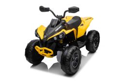 Can-am Renegade Elektrische Quad voor Kinderen, geel, eenzitter, voor- en achtervering, LED-verlichting, 12V accu, 2 x 35W motoren, zachte EVA-wielen, MP3-speler met USB/AUX-ingang, gelicentieerd