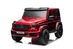 Elektrische kinderauto Mercedes-Benz G63 AMG 4x4² Tweezits 24V, Rood gelakt, MP4-speler met USB/AUX-ingang, 4x4 aandrijving, 24V/7Ah Accu, 4 x 200W Motoren, EVA wielen met vering, Kunstleren stoelen, Afstandsbediening , Gelicentieerd