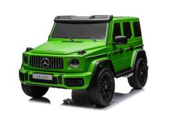 Elektrische kinderauto Mercedes-Benz G63 AMG 4x4² Tweezits 24V, groente gelakt, MP4-speler met USB/AUX-ingang, 4x4 aandrijving, 24V/7Ah Accu, 4 x 200W Motoren, EVA wielen met vering, Kunstleren stoelen, Afstandsbediening , Gelicentieerd