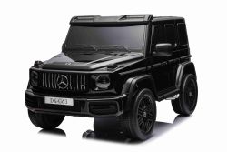 Elektrische kinderauto Mercedes-Benz G63 AMG 4x4² Tweezits 12V, zwart, MP3-speler met USB/AUX-ingang, 4x4 aandrijving, Accu 12V14Ah, EVA-wielen met vering, Kunstleren stoelen, Afstandsbediening, Licentie