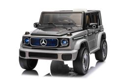 Elektrische kinderauto Mercedes-Benz EQG 12V, grijs, LED-verlichte carrosseriedelen, functionele voor- en achterlichten, 2,4 GHz afstandsbediening, USB/Aux-ingang, lithiumbatterij, 2 x 35W motor, ORIGINELE licentie
