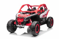 Elektrische kinderauto Can-am Maverick, rood, tweezitter,achtervering, 2,4 Ghz afstandsbediening, draagbare batterij, 4 x 35W motoren, EVA-wielen, verstelbare bestuurdersstoel, MP3-speler met USB/SD-ingang, Licentie