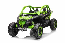 Elektrische kinderauto Can-am Maverick, groente, tweezitter, achtervering, 2,4 Ghz afstandsbediening, draagbare batterij, 4 x 35W motoren, EVA-wielen, verstelbare bestuurdersstoel, MP3-speler met USB/SD-ingang, Licentie