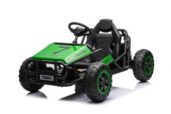 Elektrische kinderauto SPORT-CART 24V, groente, zachte EVA-wielen, kunstleren zitting, 2 x 50W-motor, 24V-accu, massieve metalen constructie