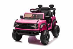 Elektrische Ride-On Auto Ford Bronco met Achterwielaandrijving, Gelicentieerd (Eén-zitter), roze, Lithiumbatterij, Hoge Bodemvrijheid, Brede Zitting, Achterasophangingsysteem, 2.4 GHz Afstandsbediening, MP3 Speler met USB Invoer, LED Verlichting