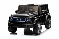 Elektrische kinderauto Mercedes-Benz EQG 12V, zwart, LED-verlichte carrosseriedelen, functionele voor- en achterlichten, 2,4 GHz afstandsbediening, USB/Aux-ingang, lithiumbatterij, 2 x 35W motor, ORIGINELE licentie