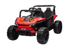 Elektrische auto voor kinderen UTV Klein 12V, rood, Achterwielaandrijving, 12V accu, Kunststof wielen, Brede dubbele zitting voor slechts één kind, 2,4 GHz afstandsbediening, MP3-speler met USB/SD-ingang, LED-verlichting