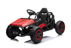 Elektrische kinderauto SPORT-CART 24V, rood, zachte EVA-wielen, kunstleren zitting, 2 x 50W-motor, 24V-accu, massieve metalen constructie
