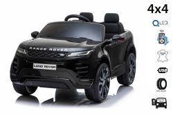 Elektrische speelgoed auto Range Rover EVOQUE, zwart, enkele kunstleer zitting, mp3-speler met USB-ingang, 4x4-aandrijving, 12V10Ah-accu, EVA-wielen, geveerde assen, sleutelstart, 2,4 GHz Bluetooth-afstandsbediening, licentie