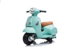 Elektrische zitscooter Vespa GTS, blauwgroen, met hulpwielen, licentie, Lithiumbatterij, lederen stoel, 30W motor
