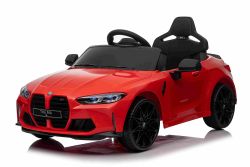 Elektrische auto voor kinderen BMW M4, rood, 2,4 GHz afstandsbediening, USB/Aux-ingang, vering, 12V accu, LED-verlichting, 2 X Engine, ORIGINELE licentie