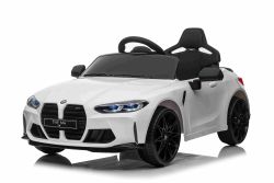 Elektrische loopauto BMW M4, wit, 2,4 GHz afstandsbediening, USB / Aux-ingang, vering, 12V batterij, LED-verlichting, 2 X Engine, ORIGINELE licentie