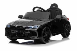 Elektrische auto voor kinderen BMW M4, zwart, 2,4 GHz afstandsbediening, USB/Aux-ingang, vering, 12V accu, LED-verlichting, 2 X Engine, ORIGINELE licentie