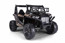 Elektrische Speelgoedauto UTV 24V, Zwart, twee kunstlederen stoelen, 2.4Ghz afstandsbediening, 2 x 200 W motoren, lithiumbatterij, elektrische rem, LED-verlichting, zachte EVA-wielen met vering, MP3-speler met USB/SD