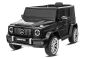 Elektrische Mercedes G-speelauto, nieuw, zwart, originele licentie, batterij-aangedreven, openslaande deuren, enkele stoel, 2 motoren, lithiumbatterij, 2,4 GHz afstandsbediening, achtervering, zachte start