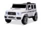 Elektrische Mercedes G-speelauto, nieuw, witte , originele licentie, batterij-aangedreven, openslaande deuren, enkele stoel, 2 motoren, lithiumbatterij, 2,4 GHz afstandsbediening, achtervering, zachte start