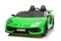 Elektrische rit op auto Lamborghini Aventador 24V voor twee gebruikers, groene lak, MP4-speler, kunstleren stoelen, verticaal openende deuren, 2 x 45W motor, 24V batterij, 2,4 Ghz RC, zachte EVA-wielen, vering, zachte start, originele licentie
