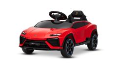 Elektrische kinderauto Lamborghini Lanzador 12V met achterwielaandrijving, met licentie (eenpersoons), rood, lithiumbatterij, LED-verlichting, brede stoel, 2,4 GHz afstandsbediening, MP3-speler met USB/AUX-ingang en Bluetooth-verbinding