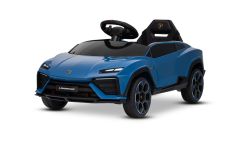 Elektrische kinderauto Lamborghini Lanzador 12V met achterwielaandrijving, met licentie (eenpersoons), blauw, lithiumbatterij, LED-verlichting, brede stoel, 2,4 GHz afstandsbediening, MP3-speler met USB/AUX-ingang en Bluetooth-verbinding