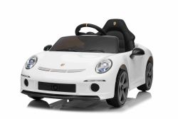 Elektrische kinderauto RUF GT 12V, wit, met openende deuren, 2,4 GHz afstandsbediening, LED-verlichting voor en achter, USB/Aux-ingang, lithiumbatterij, 2 x 35W motor, ORIGINELE licentie