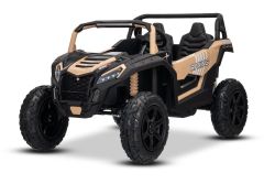 Elektrische UTV XXL 24V kinderauto, khaki, tweezitter, motor met differentieel, opblaasbare rubberen wielen, geveerde achterassen, schijfrem, gevoerde stoel, verstelbaar stuur, Bluetooth, MP3-speler met USB/SD-ingang.