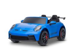 Elektrische kinderauto Porsche 911 GT3 24V met 4x4-aandrijving, blauw, tweezits, 2,4 GHz afstandsbediening, USB/AUX-ingang, 200W motoren, vering, lithiumbatterij, LED-verlichting voor en achter, ORIGINELE licentie